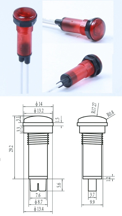 RoHS प्लास्टिक 8mm 24V एलईडी पैनल सूचक रोशनी नई डिजाइन 0