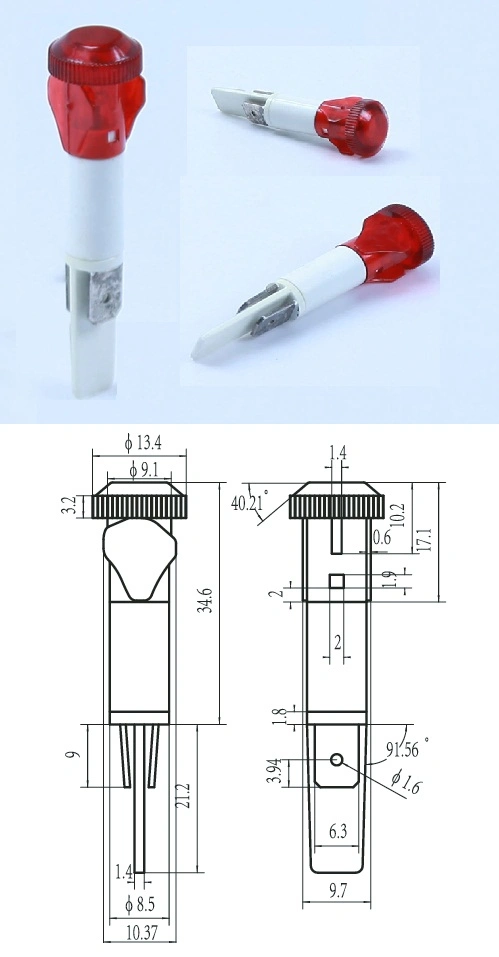 नीयन पायलट लैंप 10 मिमी IP65 A-14-2 रेड एलईडी इंडिकेटर लाइट 0